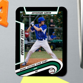 Baseball Aandenken Levendig Groen Zwart Aangepast Magneet