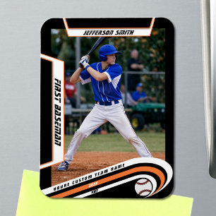 Baseball Aandenken Levendig Oranje Zwart Aangepast Magneet
