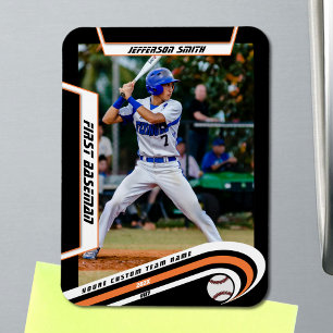 Baseball Aandenken Levendig Oranje Zwart Aangepast Magneet