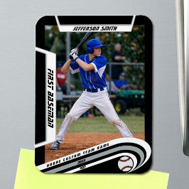 Baseball Aandenken Levendig Zilver Zwart Aangepast Magneet