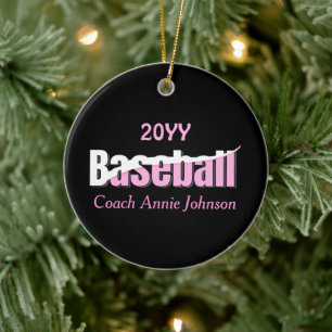 Baseball Abstract Swish - Meisjesachtige Woordkuns Keramisch Ornament