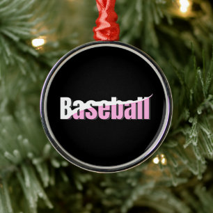 Baseball Abstract Swish - Meisjesachtige Woordkuns Metalen Ornament
