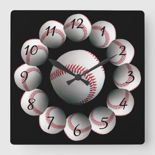 Baseball achtergrond horloge vierkante klok (Voorkant)