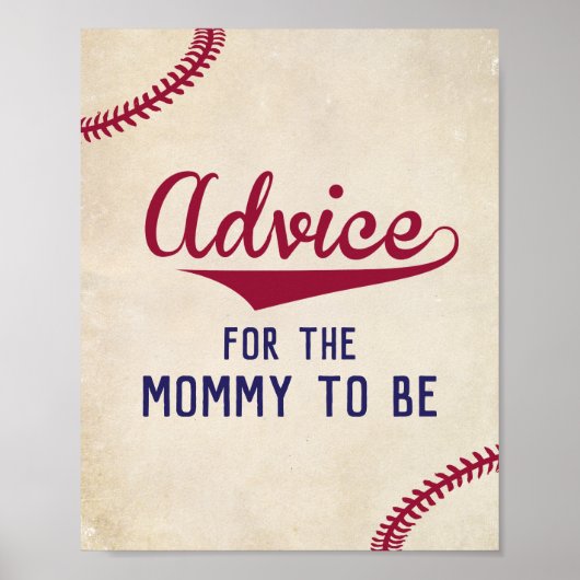 Baseball-advies voor Baby shower voor mammie Poster (Voorkant)