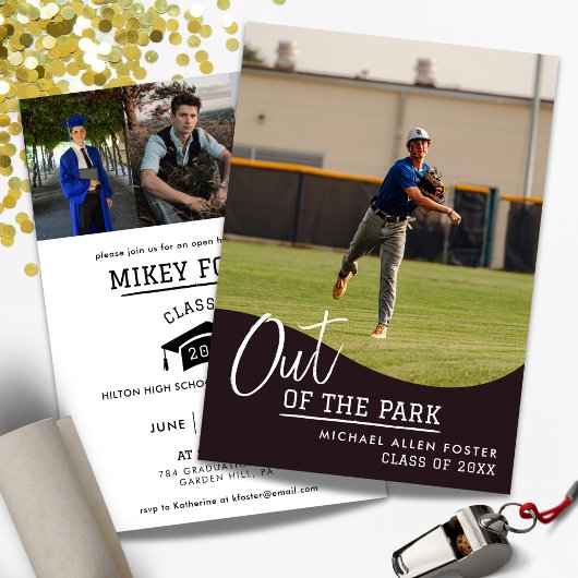 Baseball Afstuderen Aankondigingsuitnodiging Kaart