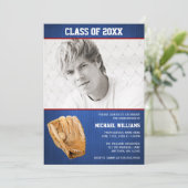 Baseball Afstuderen Blue Red Photo Kaart (Staand voorkant)