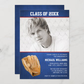 Baseball Afstuderen Blue Red Photo Kaart (Voorkant / Achterkant)