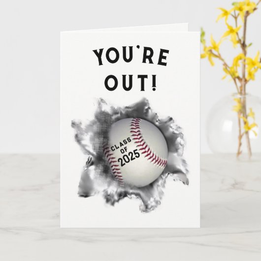 Baseball-Afstuderen-congraten Kaart (Gele Bloem)