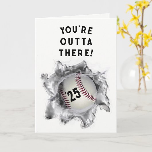 Baseball Afstuderen Kaart (Gele Bloem)