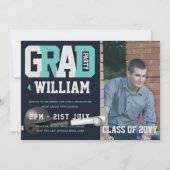 Baseball AFSTUDEREN PHOTO-uitnodiging Blauw Kaart (Voorkant)