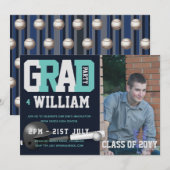 Baseball AFSTUDEREN PHOTO-uitnodiging Blauw Kaart (Voorkant / Achterkant)