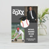 Baseball Afstuderen Sport Grijs Foto Aankondiging (Staand voorkant)