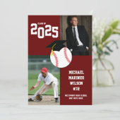 Baseball Afstuderen Sport Maroon White Kaart (Staand voorkant)