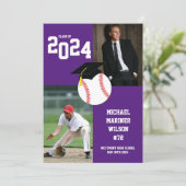 Baseball Afstuderen Sport Paars White Kaart (Staand voorkant)