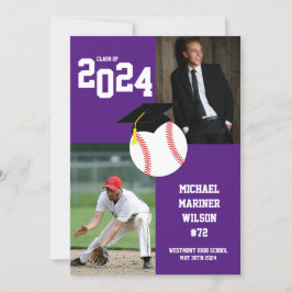 Baseball Afstuderen Sport Paars White Kaart