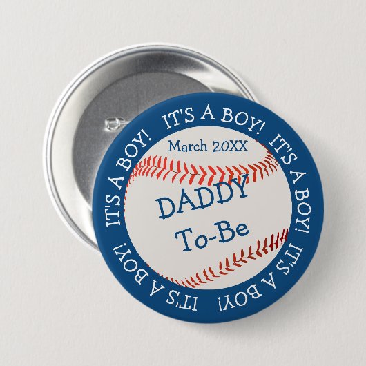Baseball All American Dad & Date Ronde Button 7,6 Cm (Voorkant /achterkant)