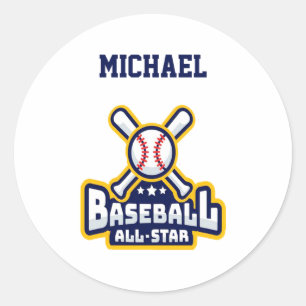 Baseball All Star Bal Knuppel Persoonlijk Baby T-S Ronde Sticker