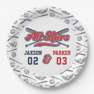 Baseball All Star Joint Verjaardag Papieren Bordje