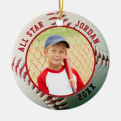 Baseball ALL STAR Name 2 Foto gepersonaliseerd Keramisch Ornament (Voorkant)