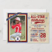 Baseball All-Star Photo Birthday Party Invitations Kaart (Voorkant)