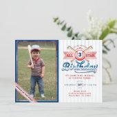 Baseball All-Star Photo verjaardagsfeest uitnodigi Kaart (Staand voorkant)