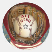 Baseball All Star Ronde Sticker (Voorkant)