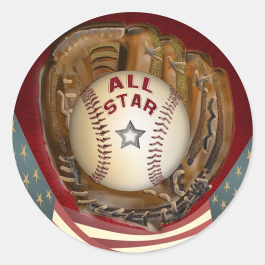 Baseball All Star Ronde Sticker (Voorkant)