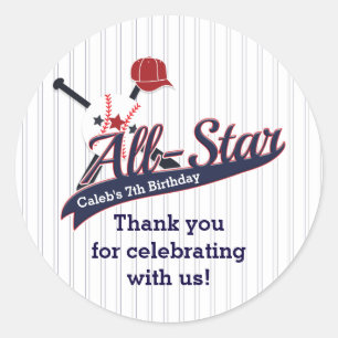 Baseball ALL-STAR Sport Custom Party Favor Ronde Sticker