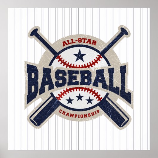 Baseball All Star Team Sport Birthday Party Banner Poster (Voorkant)