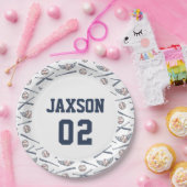  Baseball All Star Verjaardag Navy Papieren Bordje (Feest)