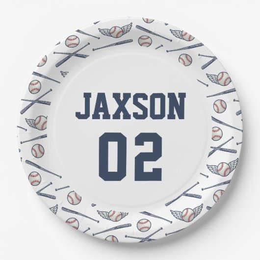  Baseball All Star Verjaardag Navy Papieren Bordje (Voorkant)