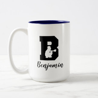 Baseball Alphabet B Persoonlijke monogramnaam Tweekleurige Koffiemok
