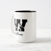 Baseball Alphabet W Gepersonaliseerde Monogramnaam Tweekleurige Koffiemok (Voorkant links)