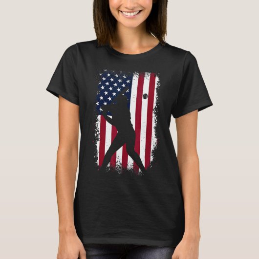 Baseball American Flag Baseball Fans Man Vinta T-shirt (Voorkant)