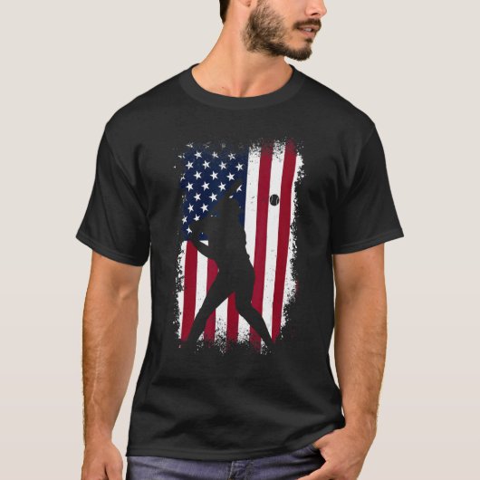 Baseball American Flag   Baseball Fans   Men Vinta T-shirt (Voorkant)