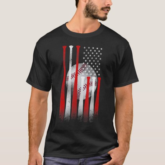 Baseball American Flag Baseball T-shirt (Voorkant)