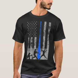 Baseball American Flag Blue Bat Baseball honkbal T-shirt