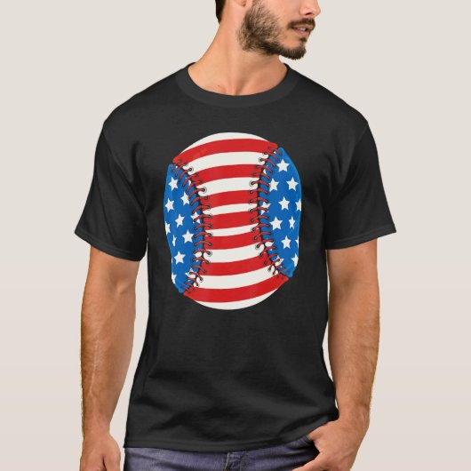 Baseball American USA flag Patriotic Retro Basebal T-shirt (Voorkant)