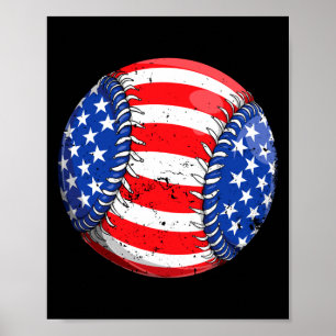Baseball amerikaanse vlag 4 juli jongens mannen re poster
