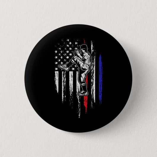 Baseball Amerikaanse Vlag Werper Usa Pitching 4e V Ronde Button 5,7 Cm (Voorkant)