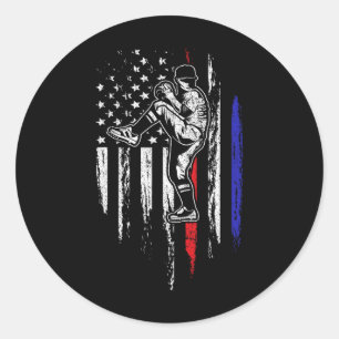 Baseball Amerikaanse Vlag Werper Usa Pitching 4e V Ronde Sticker