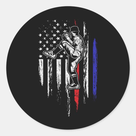 Baseball Amerikaanse Vlag Werper Usa Pitching 4e V Ronde Sticker (Voorkant)