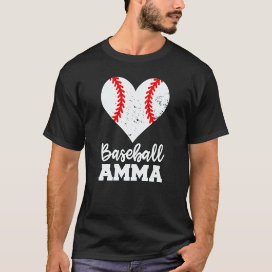 Baseball Amma Baseball Heart Grandma Amma T-shirt (Voorkant)