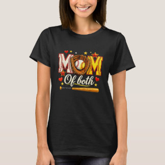 Baseball and Softball Mom of Both Heart Stars Tee T-shirt