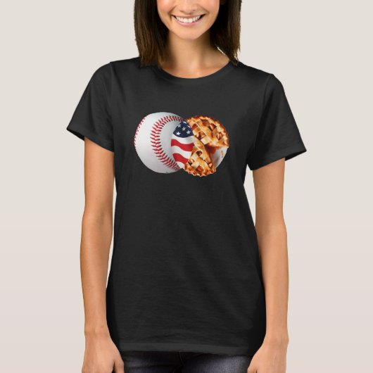 Baseball Apple Pie American Flag July 4th USA Men  T-shirt (Voorkant)