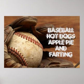 BASEBALL APPLE PIE HOT DOGS EN FARING POSTER