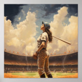 Baseball Art Poster - Retro Design van Amer (Voorkant)