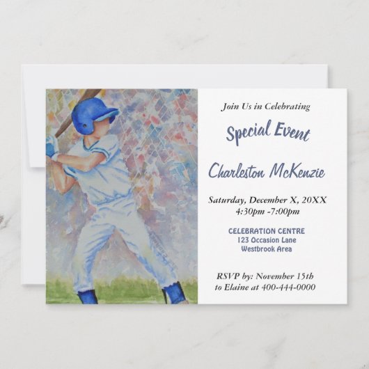 BASEBALL ARTITY INVITATION KAART (Voorkant)