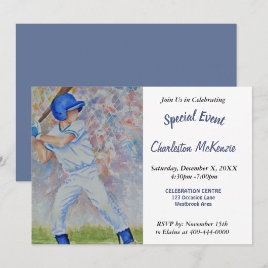 BASEBALL ARTITY INVITATION KAART (Voorkant / Achterkant)