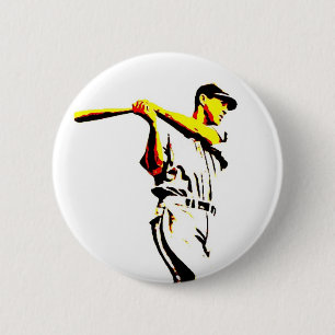 Baseball Artwork - Baseball Player Ronde Button 5,7 Cm
